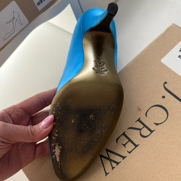 J. Crew Women's Blue Satin Mary Jane Heels - Picture 5 of 8